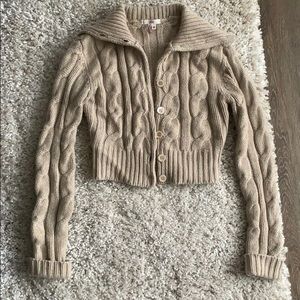 Cropped tan cardigan